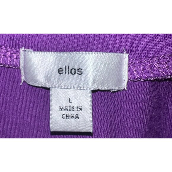 Ellos Purple V-Neck Short Sleeve Blouse With Embroidered Trim - Picture 3 of 3
